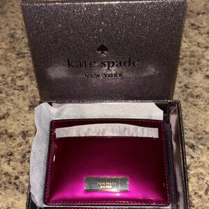 Kate Spade Metallic Dark Raspberry Card Holder NIB